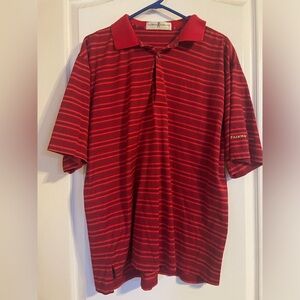 Fairway and Greene Red Striped Short Sleeve Polo Large Athleisure Casual Golf